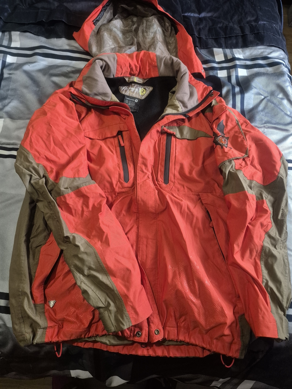 Rossignol Red and Brown Ski Jacket with Hood
